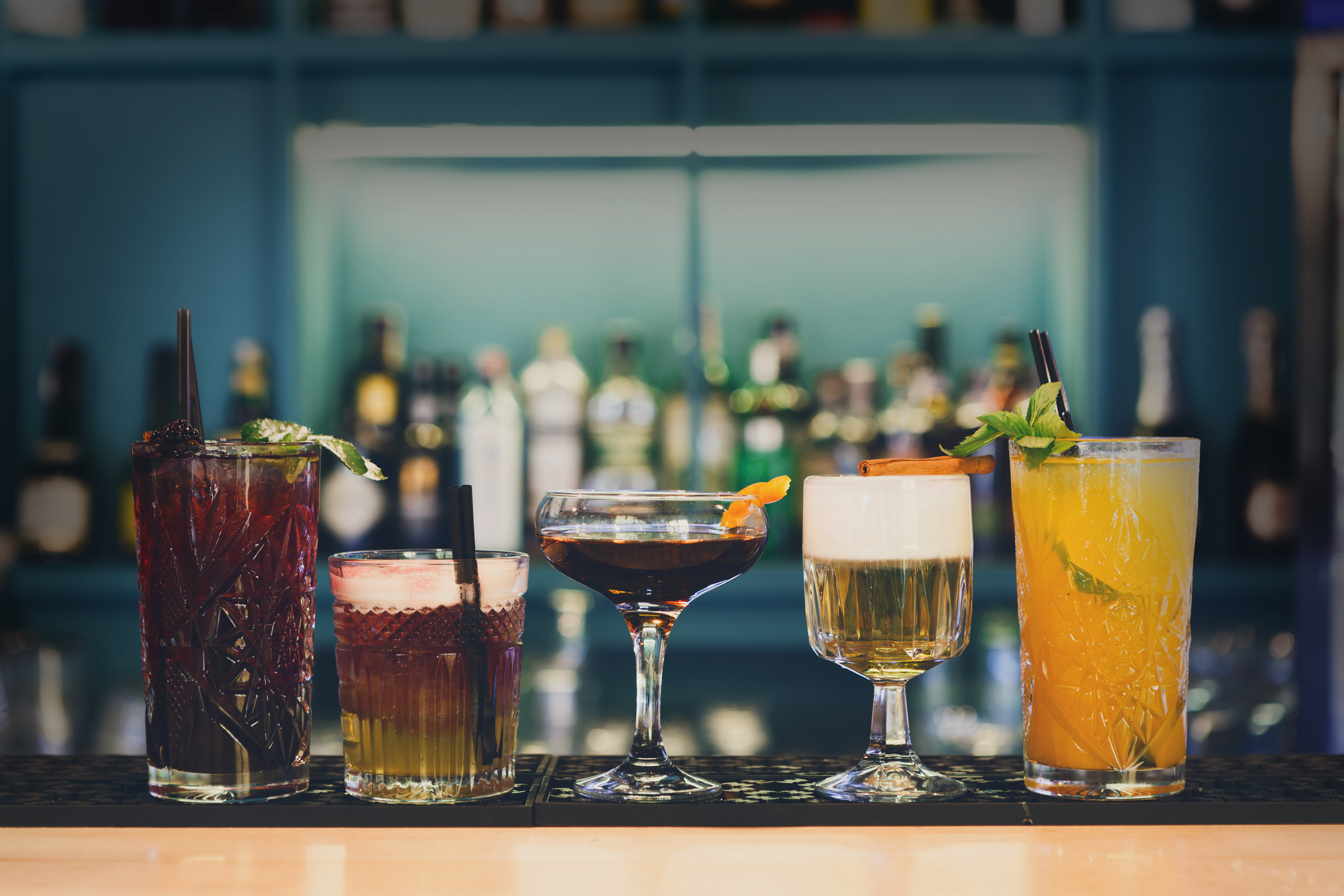 Creative Non Alcoholic Cocktails In Night Club Bar